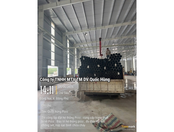 THI CÔNG HỆ THỐNG PCCC CHO NHÀ XƯỞNG CHẾ BIẾN GỖ TẠI ĐỒNG PHÚ, BÌNH PHƯỚC – GIẢI PHÁP AN TOÀN TỪ CÔNG TY PCCC QUỐC HÙNG