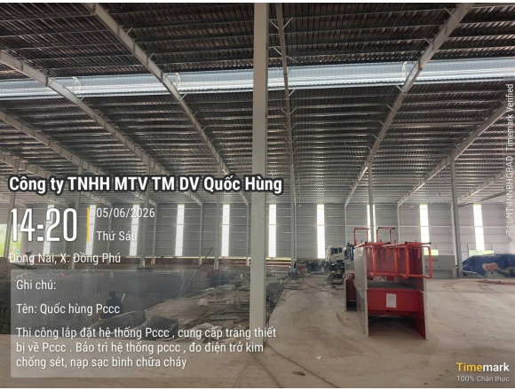 THI CÔNG HỆ THỐNG PCCC CHO NHÀ XƯỞNG CHẾ BIẾN GỖ TẠI ĐỒNG PHÚ, BÌNH PHƯỚC – GIẢI PHÁP AN TOÀN TỪ CÔNG TY PCCC QUỐC HÙNG