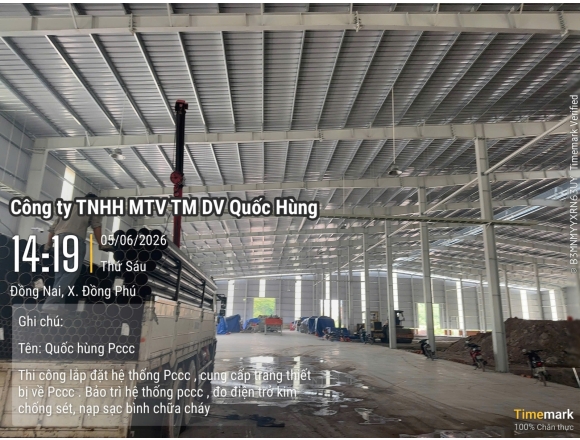 THI CÔNG HỆ THỐNG PCCC CHO NHÀ XƯỞNG CHẾ BIẾN GỖ TẠI ĐỒNG PHÚ, BÌNH PHƯỚC – GIẢI PHÁP AN TOÀN TỪ CÔNG TY PCCC QUỐC HÙNG