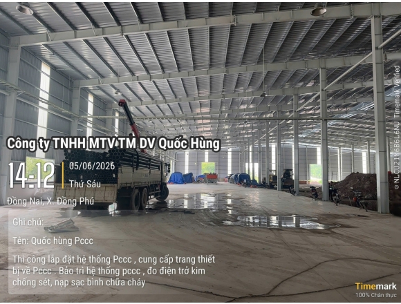 THI CÔNG HỆ THỐNG PCCC CHO NHÀ XƯỞNG CHẾ BIẾN GỖ TẠI ĐỒNG PHÚ, BÌNH PHƯỚC – GIẢI PHÁP AN TOÀN TỪ CÔNG TY PCCC QUỐC HÙNG