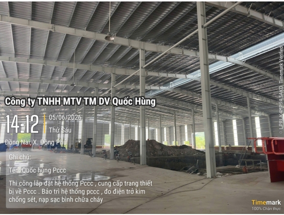 THI CÔNG HỆ THỐNG PCCC CHO NHÀ XƯỞNG CHẾ BIẾN GỖ TẠI ĐỒNG PHÚ, BÌNH PHƯỚC – GIẢI PHÁP AN TOÀN TỪ CÔNG TY PCCC QUỐC HÙNG