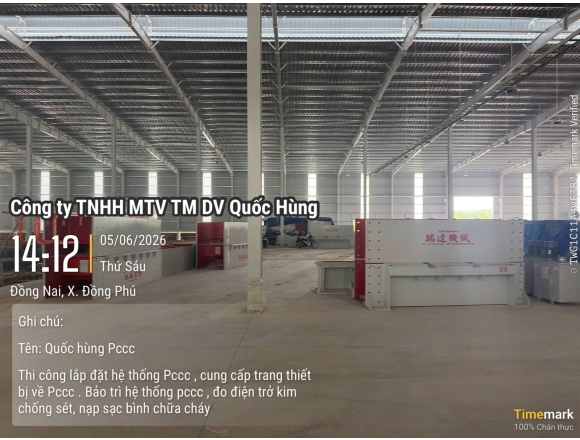 THI CÔNG HỆ THỐNG PCCC CHO NHÀ XƯỞNG CHẾ BIẾN GỖ TẠI ĐỒNG PHÚ, BÌNH PHƯỚC – GIẢI PHÁP AN TOÀN TỪ CÔNG TY PCCC QUỐC HÙNG