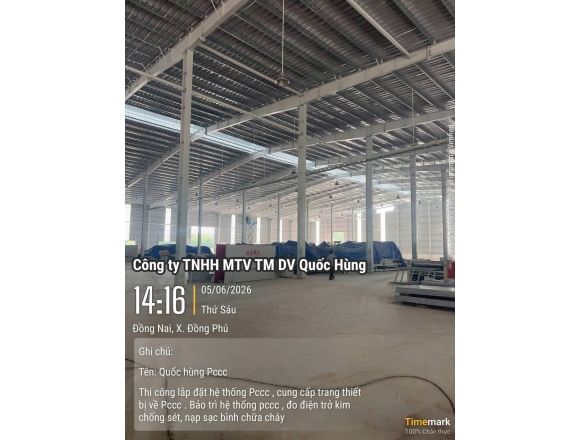 THI CÔNG HỆ THỐNG PCCC CHO NHÀ XƯỞNG CHẾ BIẾN GỖ TẠI ĐỒNG PHÚ, BÌNH PHƯỚC – GIẢI PHÁP AN TOÀN TỪ CÔNG TY PCCC QUỐC HÙNG