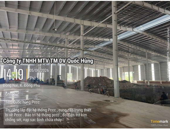 THI CÔNG HỆ THỐNG PCCC CHO NHÀ XƯỞNG CHẾ BIẾN GỖ TẠI ĐỒNG PHÚ, BÌNH PHƯỚC – GIẢI PHÁP AN TOÀN TỪ CÔNG TY PCCC QUỐC HÙNG