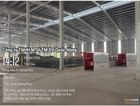 THI CÔNG HỆ THỐNG PCCC CHO NHÀ XƯỞNG CHẾ BIẾN GỖ TẠI ĐỒNG PHÚ, BÌNH PHƯỚC – GIẢI PHÁP AN TOÀN TỪ CÔNG TY PCCC QUỐC HÙNG