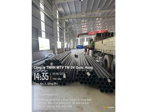 THI CÔNG HỆ THỐNG PCCC CHO NHÀ XƯỞNG CHẾ BIẾN GỖ TẠI ĐỒNG PHÚ, BÌNH PHƯỚC – GIẢI PHÁP AN TOÀN TỪ CÔNG TY PCCC QUỐC HÙNG