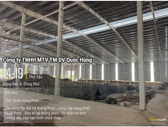 THI CÔNG HỆ THỐNG PCCC CHO NHÀ XƯỞNG CHẾ BIẾN GỖ TẠI ĐỒNG PHÚ, BÌNH PHƯỚC – GIẢI PHÁP AN TOÀN TỪ CÔNG TY PCCC QUỐC HÙNG