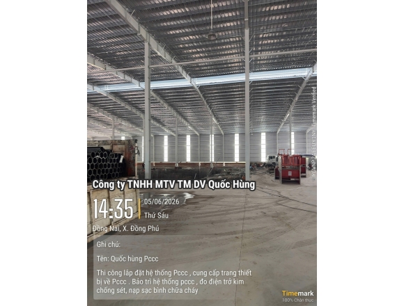 THI CÔNG HỆ THỐNG PCCC CHO NHÀ XƯỞNG CHẾ BIẾN GỖ TẠI ĐỒNG PHÚ, BÌNH PHƯỚC – GIẢI PHÁP AN TOÀN TỪ CÔNG TY PCCC QUỐC HÙNG